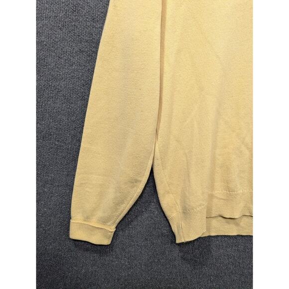 Vintage V-Neck Wool Sweater Mens Medium Cox Moore Grandpa Pull Over Yellow - Picture 2 of 10